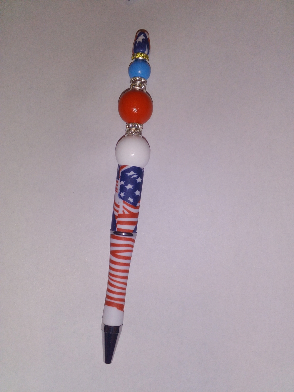 Patriotic Red White & Blue Beaded Ballpoint Pen